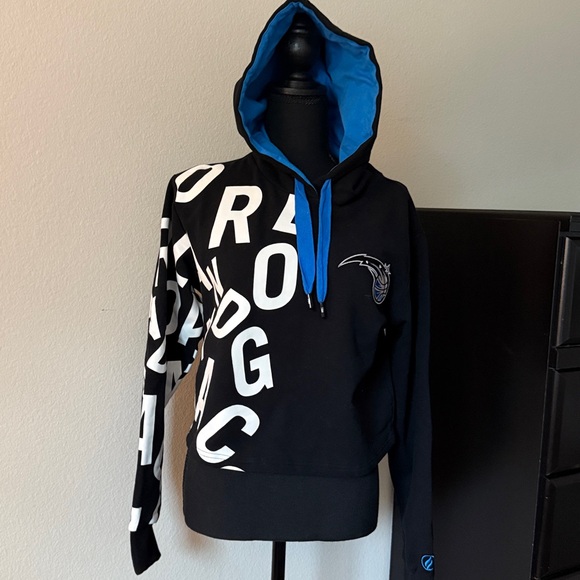 NBA Other - NBA Orlando Magic, Crop, Black Hoodie with Blue Lining and White Lettering